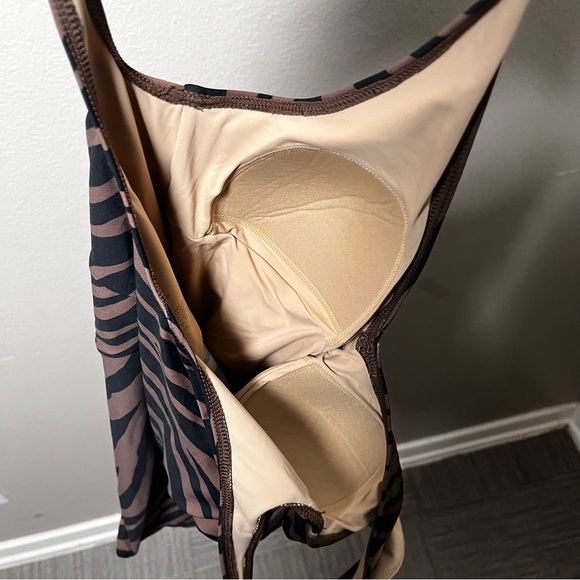 Summersalt Women Swimsuit One Piece 4 Chocolate Brown Perfect Wrap Modern Zebra - Picture 10 of 11